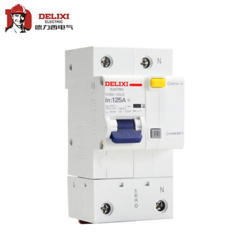 Delixi Electric HDBE-125LE high current leakage circuit breaker; HDBE-125LE 1P+ND type 125A