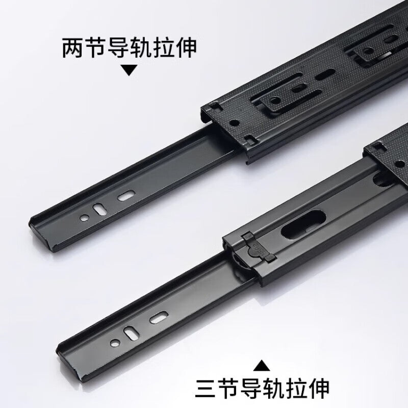 Shanhe Industrial Products Cabinet Furniture Drawer Slides, Ball Bearing Slides, Black Steel, 14-inch 35cm, Two Sections [1 Set of 2]