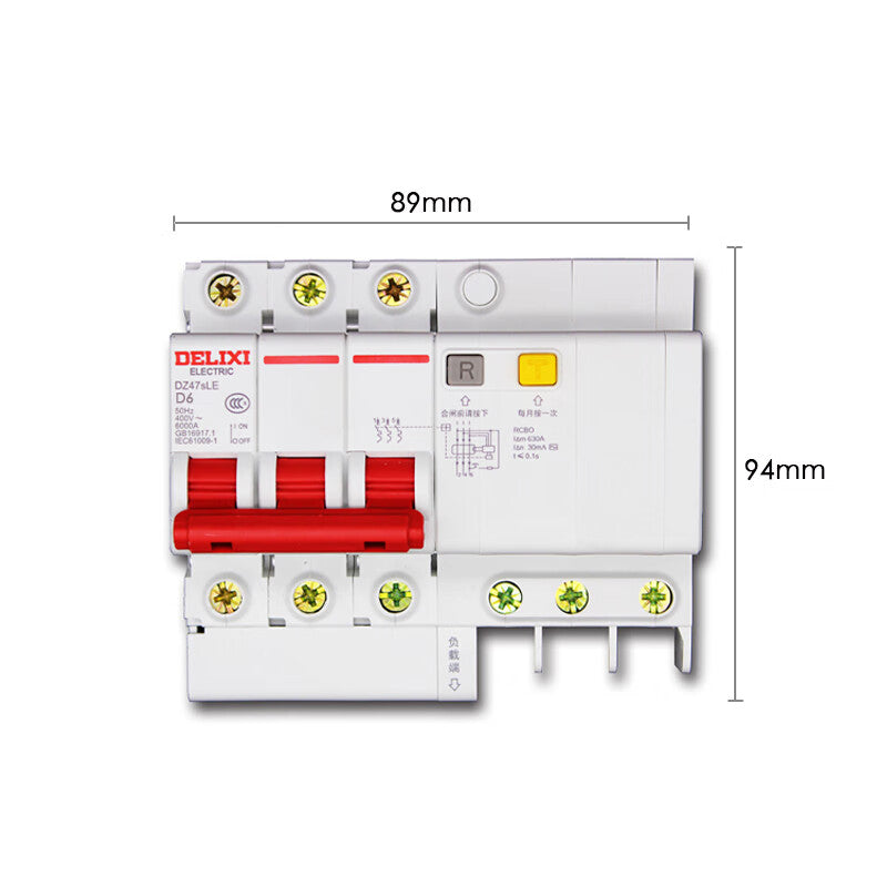 DELIXI DZ47sLE 3P D Type 16A Air Switch with Leakage Protector