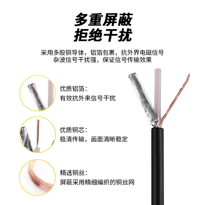 NINGCAI BNC connector cable, 75Ω oscilloscope probe signal video extension cable NC-Q9JJ2V0050, coaxial Q9 male to male, black, 0.5m.