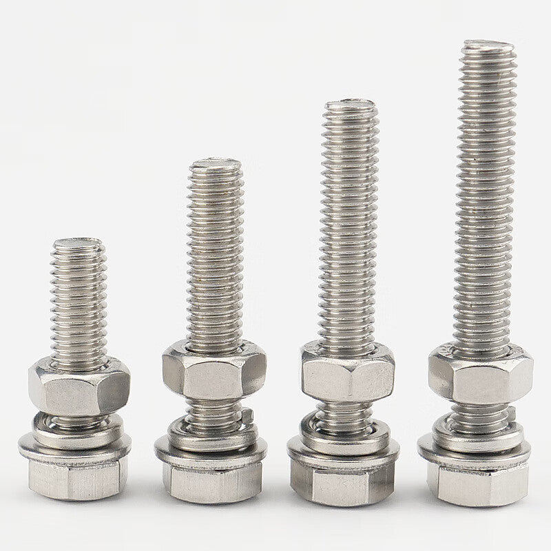 Haisdike [Beijing Warehouse Delivery] 304 Stainless Steel Hex Head Screws DIN933 Nuts and Washers, Full Thread Bolt 4-Piece Set M16*120 (3 Sets) HK-5179