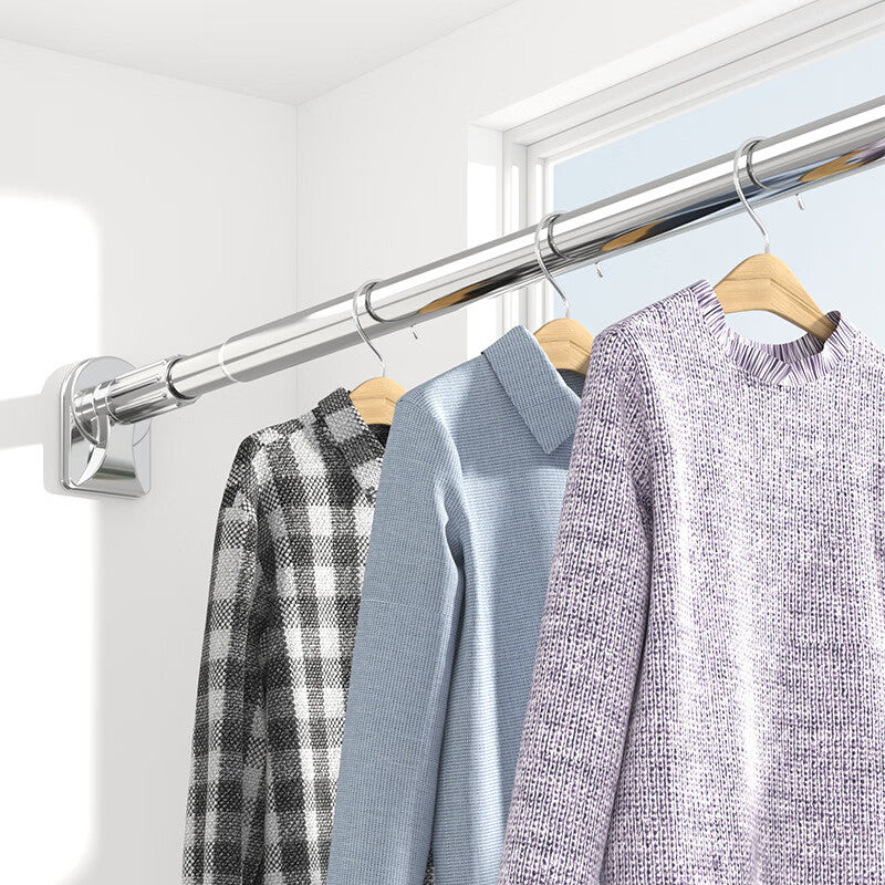 Dajujiang Stainless Steel Telescopic Clothes Drying Rod, Drill-Free Balcony Clothes Rack Support Rod, Bathroom Clothes Hanger Rod, Door Curtain Rod