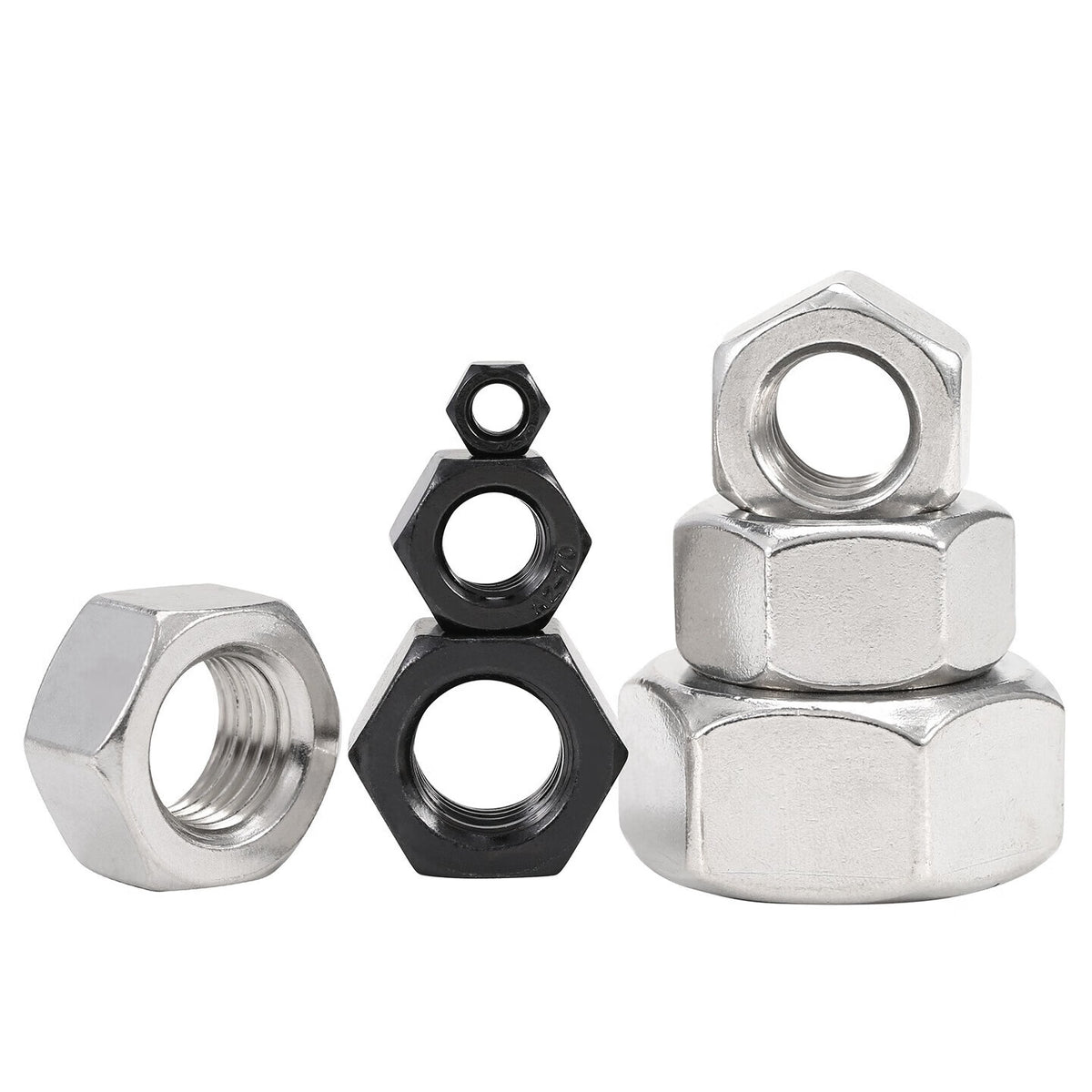Bairuite 304 Stainless Steel Silver Hex Nuts M8 (25 pieces) 304