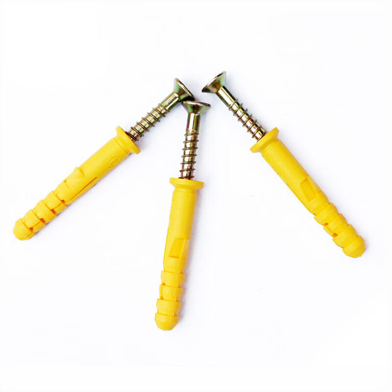 Deqi Small Yellow Fish Plastic Expansion Tube Expansion Screw, Rubber Plug Bolt, Self-Tapping Screw Set 8*120mm (25 sets)
