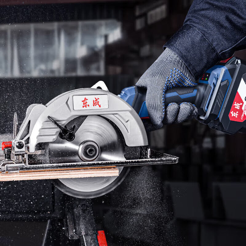 Dongcheng 20V rechargeable brushless circular saw (2 batteries, 6.0Ahx2 charger); DCMY140H2M