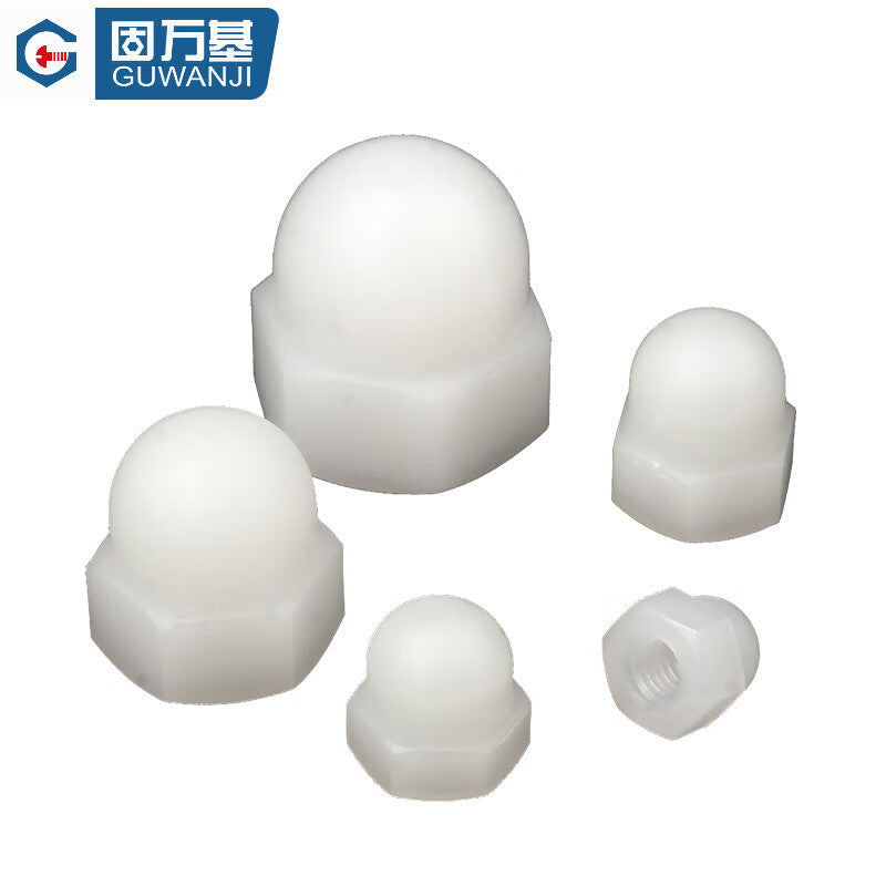 GUWANJI Hexagonal Cap Nut, Nylon Cap Nut, Round Head Spherical Plastic Cap Nut, Decorative Nut, M12 White [10 pieces]