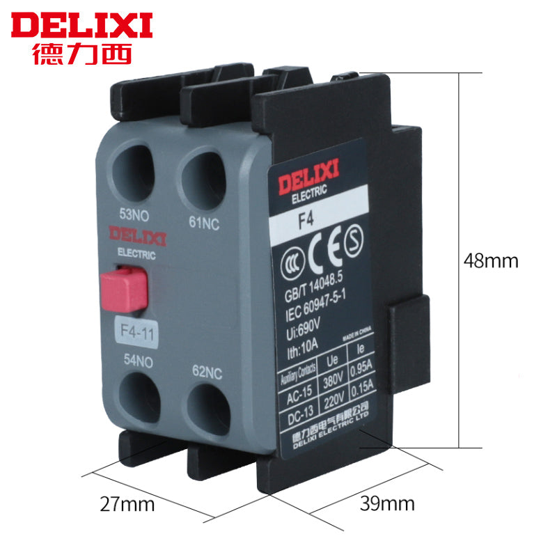 Delixi AC contactor auxiliary contact F4-22/31 with CJX2S CJX2 contactor F4-11