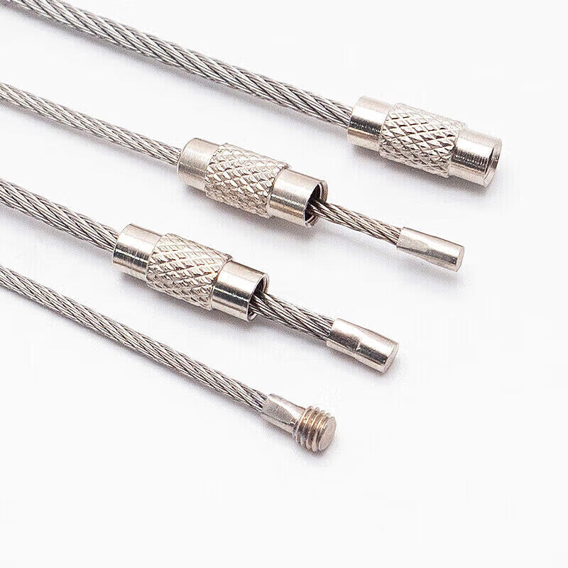 Masford steel wire rope keychain, stainless steel keychain, wire ring, wire lock, 2.0mm*30cm, 10 pieces