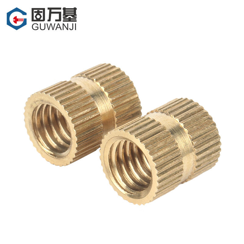 Guwanji Copper Knurled Double-Pass Cylindrical Nuts and Seals; Copper Injection Molded Embedded Parts M2, M3, M4, M5, M6, M8 Copper Inlays; National Standard Fastener Collection M4x5-5 [500 pieces]