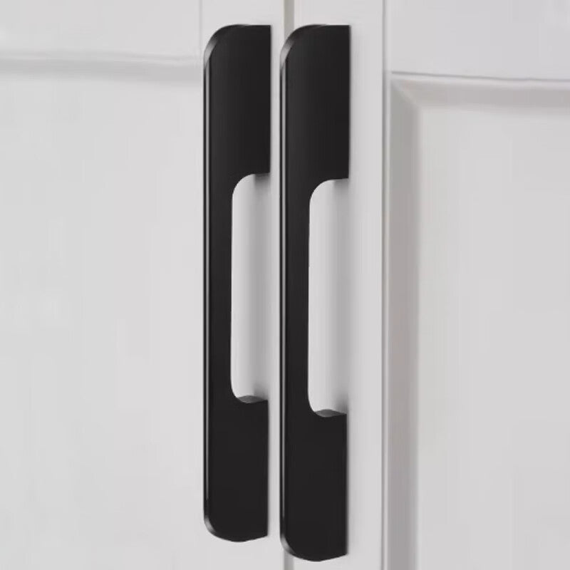 Deqi cabinet door handles, modern minimalist aluminum alloy wardrobe handles, extended black cabinet door handles, thickened total length 800mm.