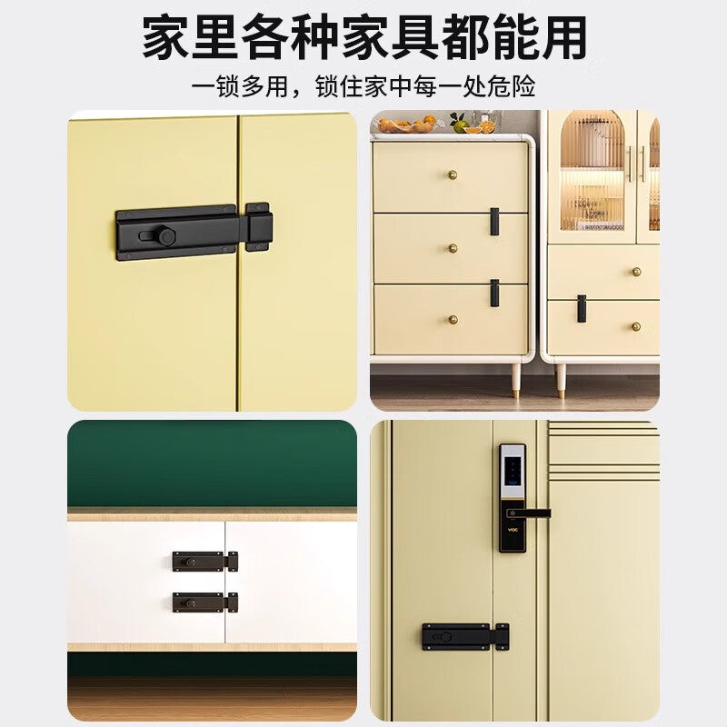 Thousand-speed wheel matte black bedroom door lock, window/door deadbolt, no-drill, simple door lock, door bolt, latch, wooden door/room door lock buckle, matte black, 100mm aluminum alloy
