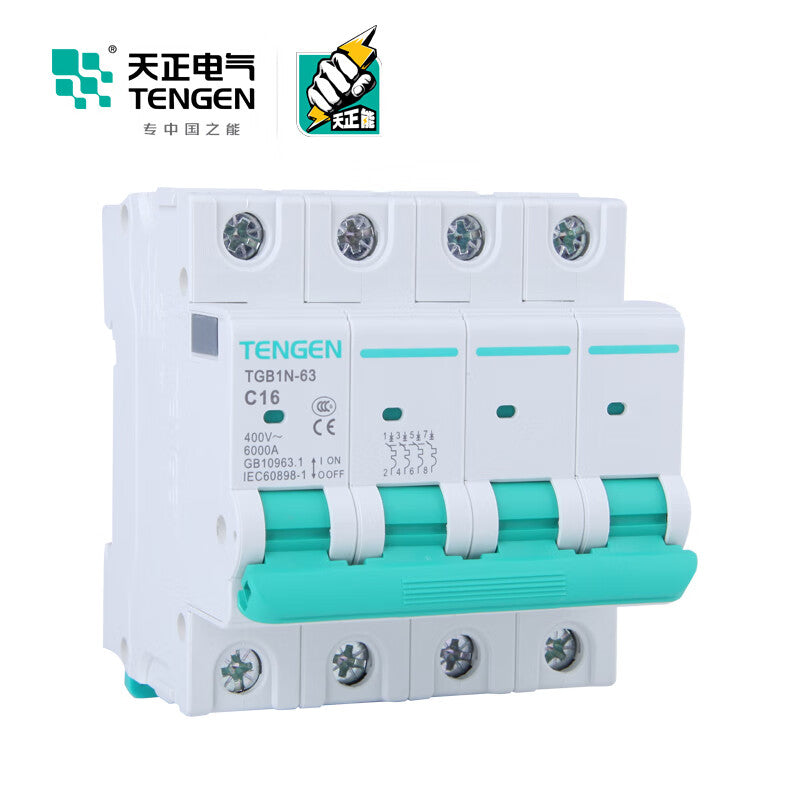 Tianzheng Electric Air Switch TGB1N 4P C 16A 6KA 335012800777 Miniature Circuit Breaker