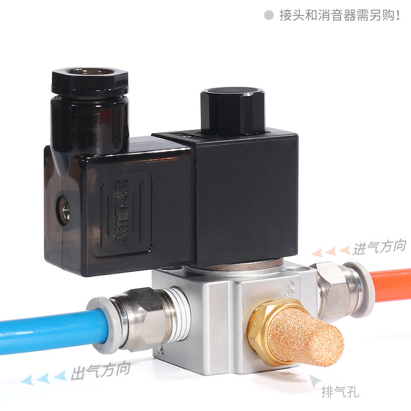 AirTAC 2-position 3-way normally closed, direct-acting solenoid valve, DIN socket type; 3V206NCB