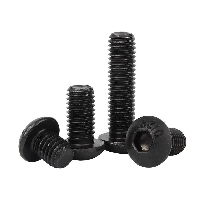 Bocai Pan Head Socket Screws, Grade 12.9 Blackened High Strength Pan Head Socket Screws, Round Head Bolts, Semi-circular Cups, M6x12 (100 pieces/pack)
