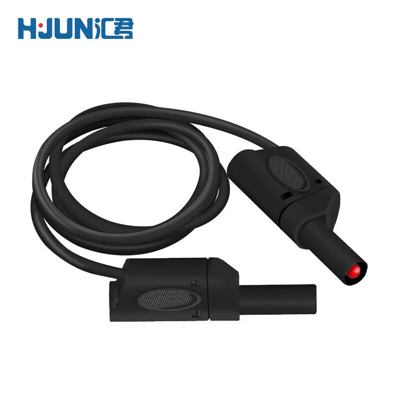 Huijun 4mm banana plug, brass nickel-plated, 600V high-voltage resistant, safety soldered plug, double-ended plug cable, black, 1 meter.