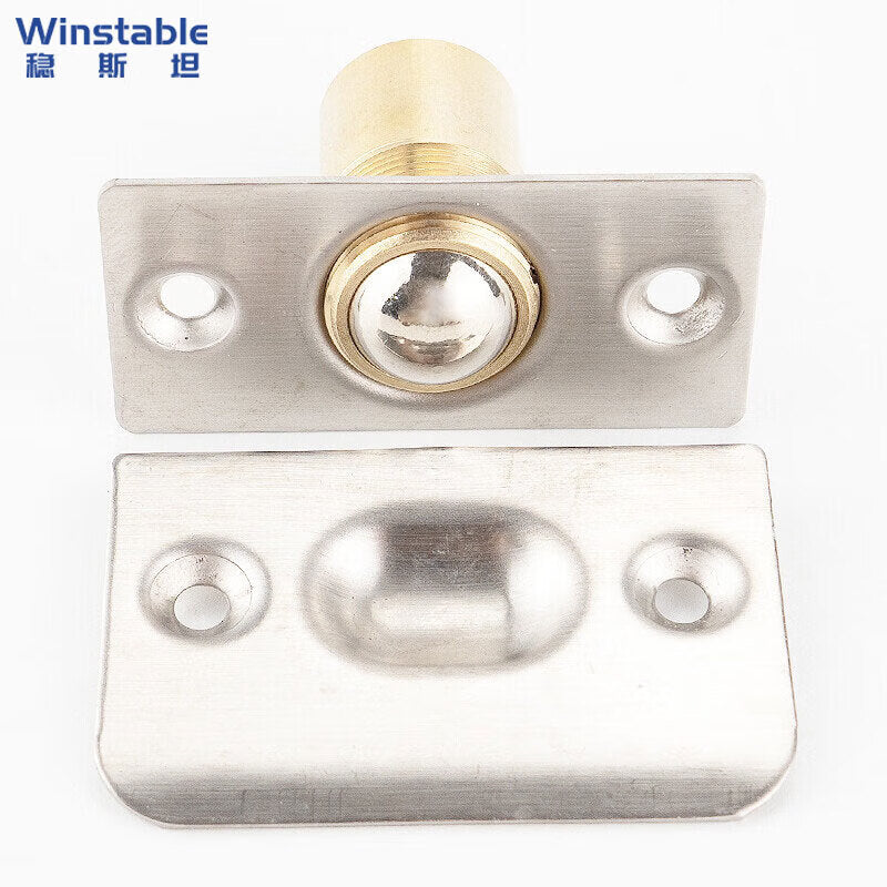 Winstan WSX183 Adjustable door catch with concealed spring for wooden doors and KTV room doors. Includes screws. Made of brushed steel.