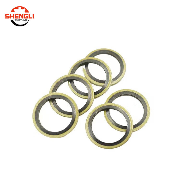 Shengli semi-enclosed combination gasket for high-pressure oil pipes, carbon steel and nitrile rubber combination gasket, sealing ring, inner diameter 14mm [100 pieces]