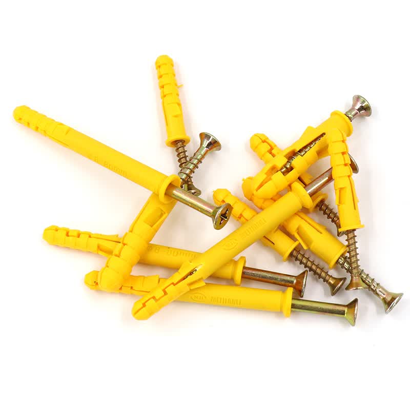 Haisdic [Beijing Warehouse Delivery] Small Yellow Croaker Plastic Expansion Tube Expansion Screw, Rubber Plug Bolt, Self-Tapping Screw Set 8*120mm 50 Sets HK-665