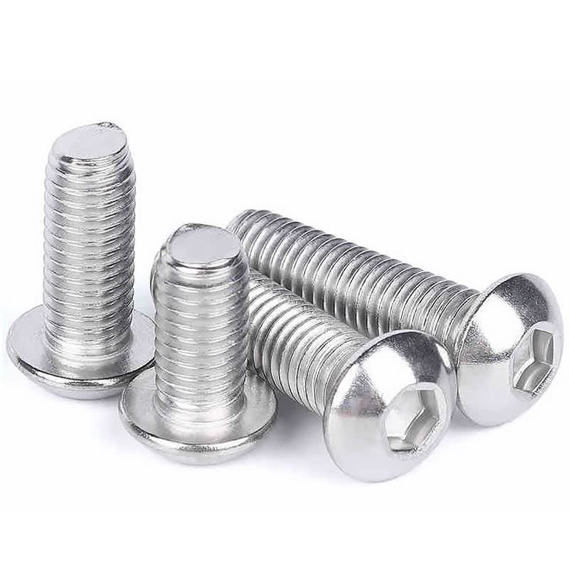 Bingyu BYsy-53 304 Stainless Steel Pan Head Hex Socket Head Screws, Semi-round Mushroom Head Screws, Semi-round Head Bolts, ISO7380 M6*16, 10pcs