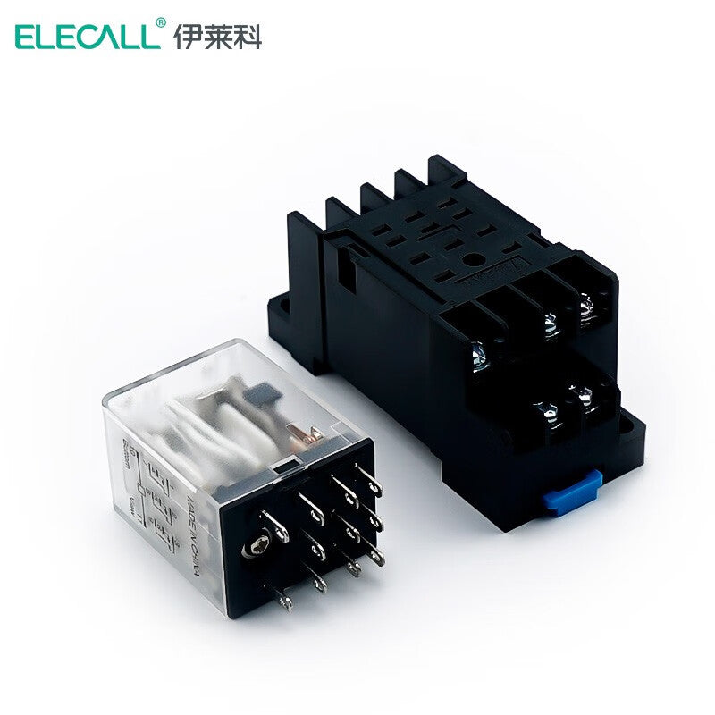 ELECALL HH53P small intermediate relay DC three-open three-closed with light and base electromagnetic relay set 11 feet MY3NJ DC12V