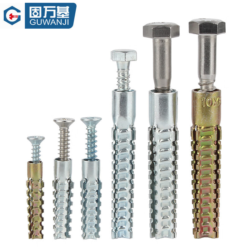 GUWANJI Serrated Expansion Screws, Serrated Expansion Screws with Metal Expansion Tubes for Anti-Loosening M5x30 [50 sets/pack] Blue and White Zinc Tube + 304 Phillips Head