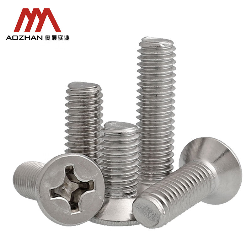 AOZHAN GB819-304 Stainless Steel Cross-Shaped Countersunk Machine Screws, National Standard GPH M2.5*8 (7000 pieces/box)