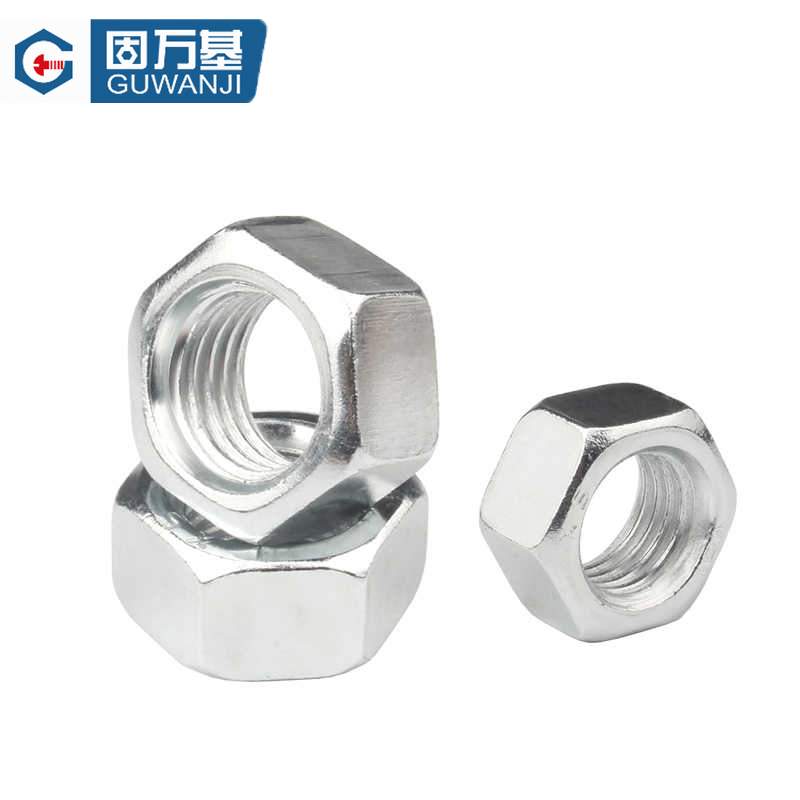 GUWANJI hexagonal nuts, galvanized iron/white zinc plated nuts, carbon steel nuts, national standard M5 [1 piece]