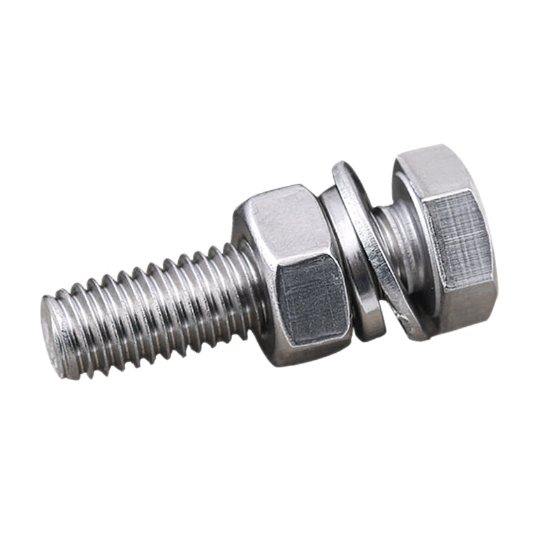 Bairuit 304 Stainless Steel Hex Bolt and Nut Set, Complete Accessories, Long Screw, Flat Spring Washer Combination M8*30 [4 Sets]