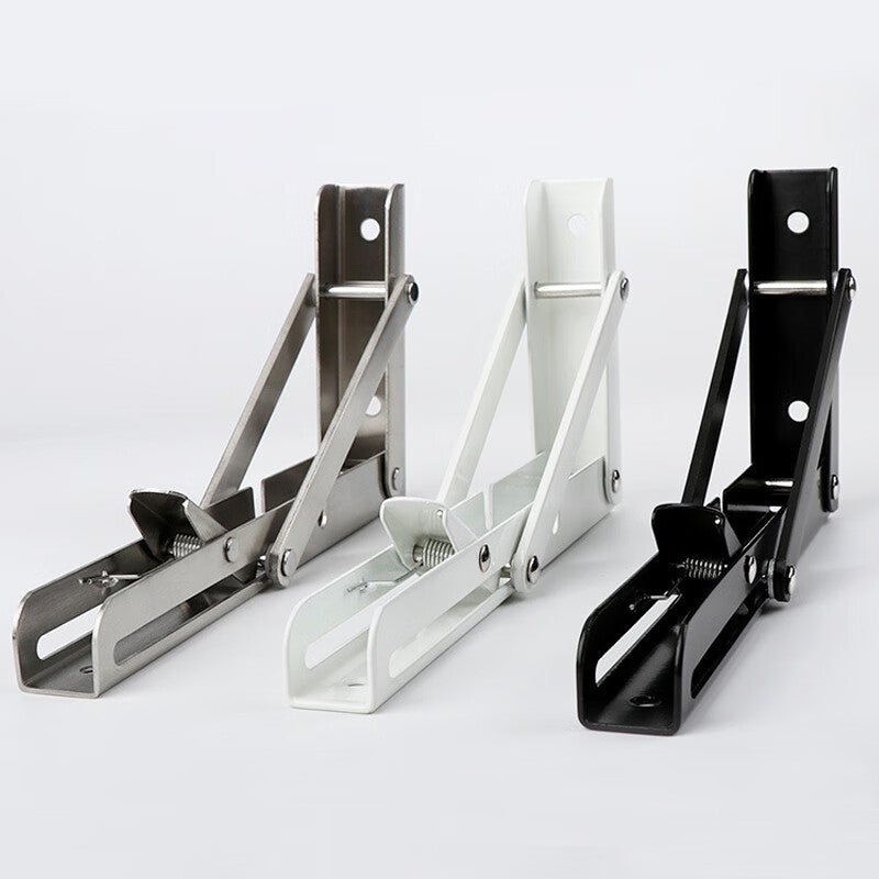 Deqi Stainless Steel Foldable Shelf Bracket, Triangular Storage Bracket, White 12-inch (2 pieces)