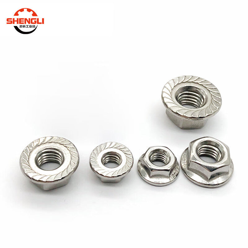 Saint-Gobain 304 Stainless Steel Flange Nuts GB6177 Flange Nuts, Anti-slip Nuts M5 [100 pieces]