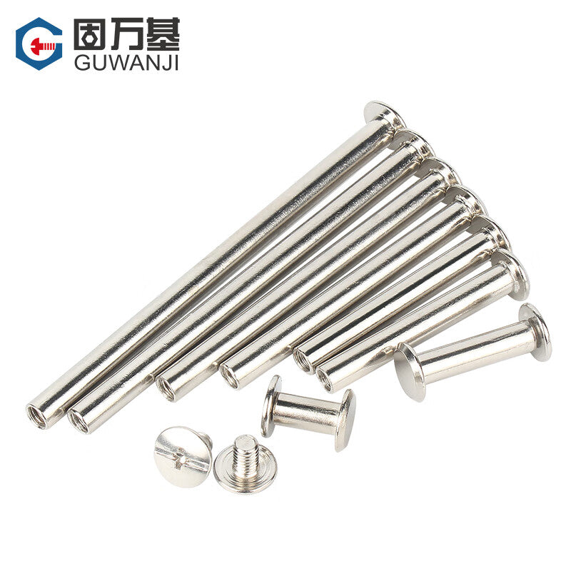 GUWANJI Eleven-groove rivets, nickel-plated, ledger rivets, interlocking screws, plate rivets, album rivets, recipe rivets, M4x27 (with matching 3x6 female rivets) [50 sets]