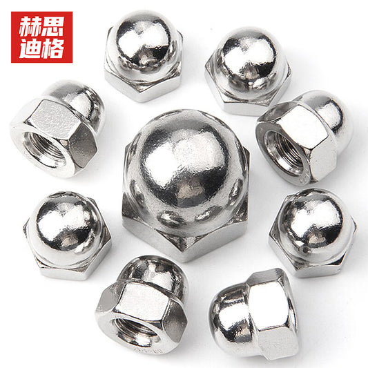 Hesterig JG-702 304 Stainless Steel Cap Nut DIN1587 Decorative Screw Cap Round Head Nut M6 (10 pieces)