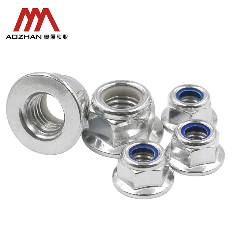 AOZHAN DIN6926 Non-metallic Insert Hexagonal Flange Face Locking Nut 304 Stainless Steel GPH M6 (800 pieces/box)
