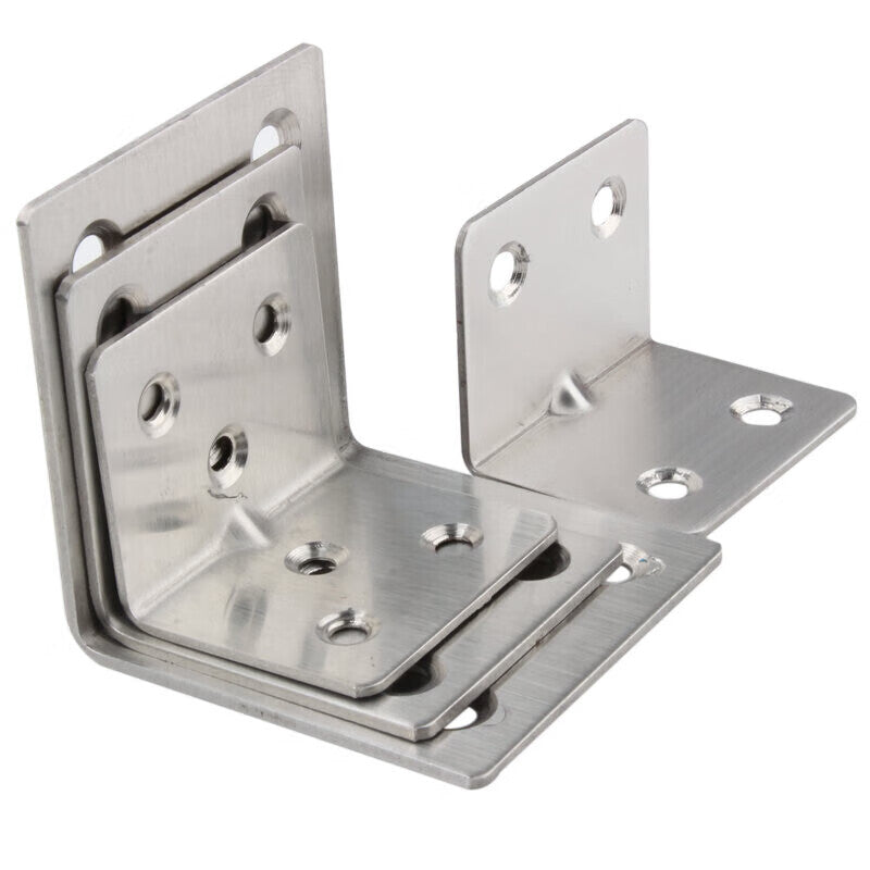 Jingu Lao KCAA-588 Thickened Stainless Steel Right Angle Bracket, Right Angle Fixing Plate, Furniture Connector, Triangular Iron Plate, L-Shaped Bracket with 10 Screws, Straight Edge, 4 Holes, 30*38*1.2mm
