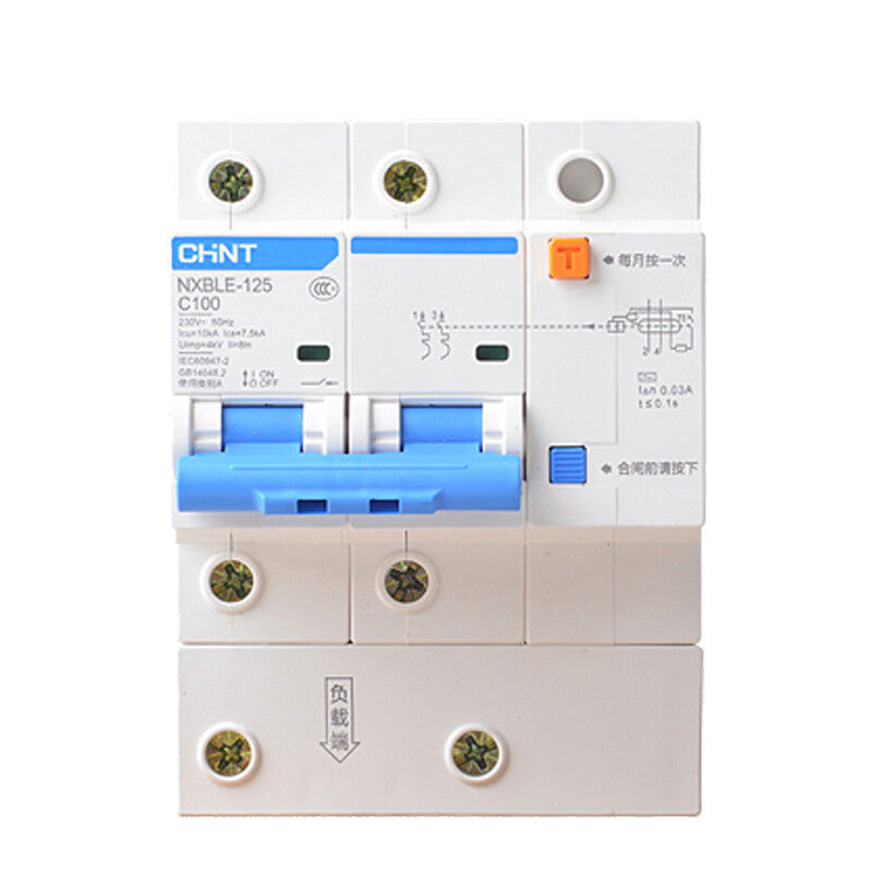 Chint Residual Current Action Circuit Breaker NXBLE-125-2P-100A