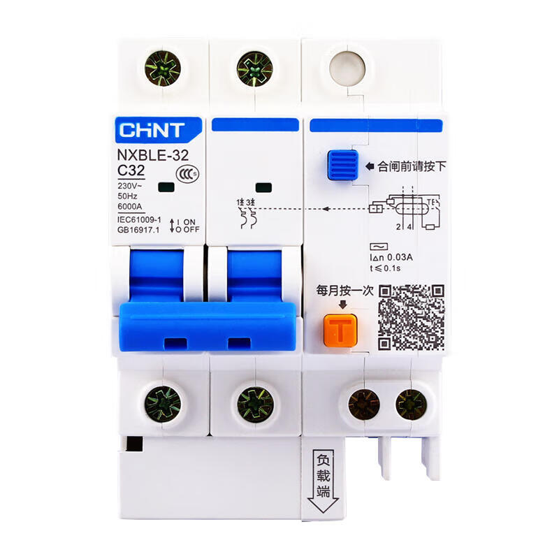 Chint residual current action circuit breaker; NXBLE-32 2P C32 30mA 6kA