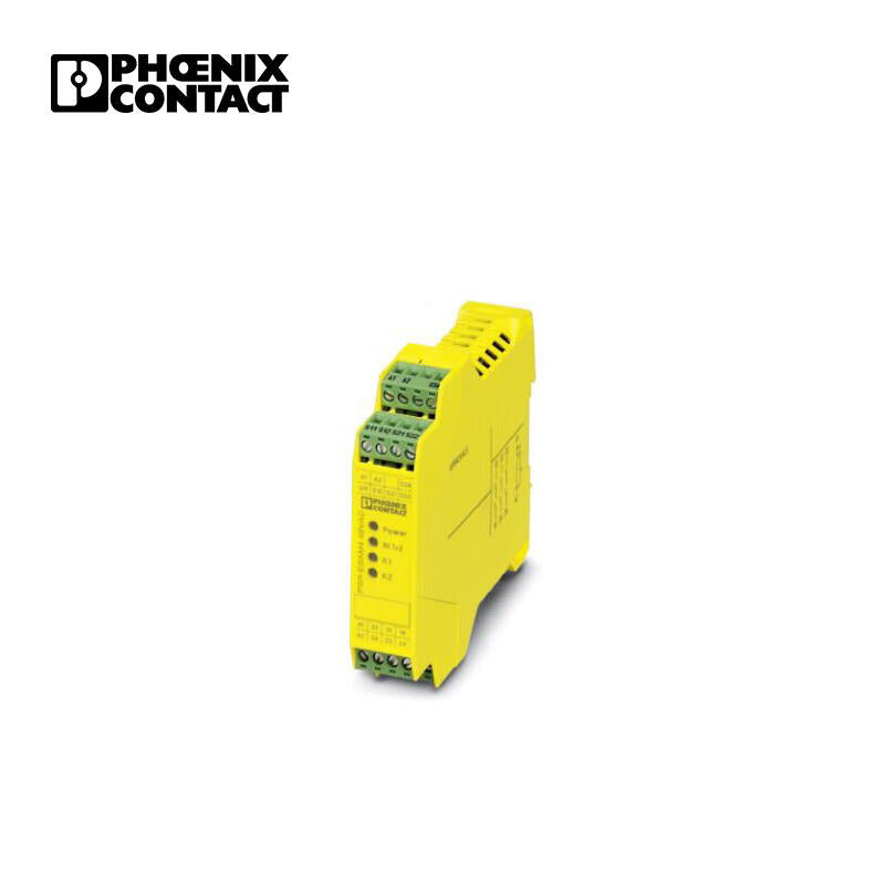 Phoenix PSR-TRISAFE-M I/O expansion module with 8 safe inputs and 4 safe configurable channels, pluggable spring terminal blocks; PSR-SCP-120UC/ESAM4/3X1/1X2/B