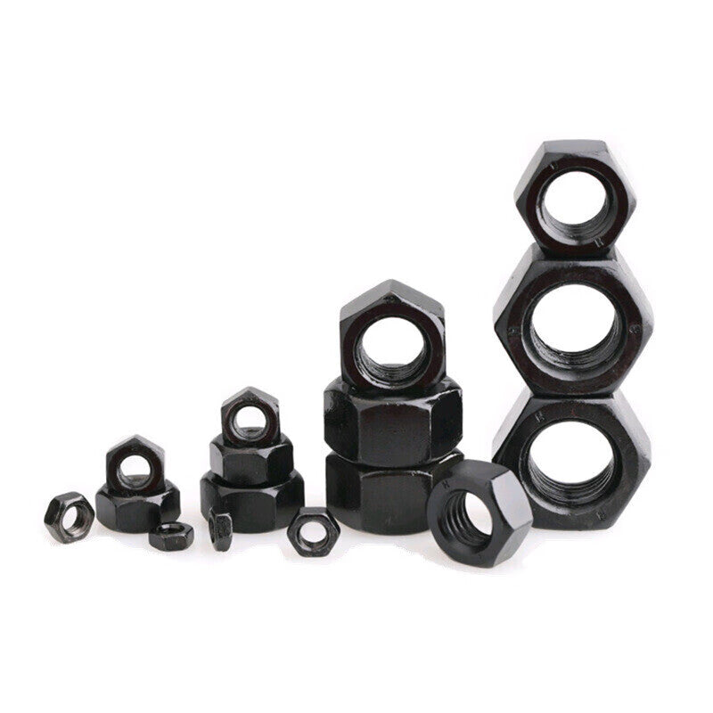 Zhongyuan Special Steel 8.8 grade high strength nuts, carbon steel blackened nuts, blackened thickened heavy-duty hexagonal nuts M20, all for one price.