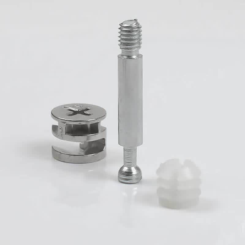 Winstan WSX04 Thickened Three-in-One Wood Board Connector, Eccentric Wheel Nut Positioning Rod (50 pieces), Alloy Wheel + 40 Plastic Rod + Plastic Expansion