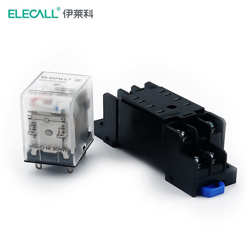 ELECALL HH52P small intermediate relay AC two open and two closed with light and base electromagnetic relay set 8 feet MY2NJ AC36V