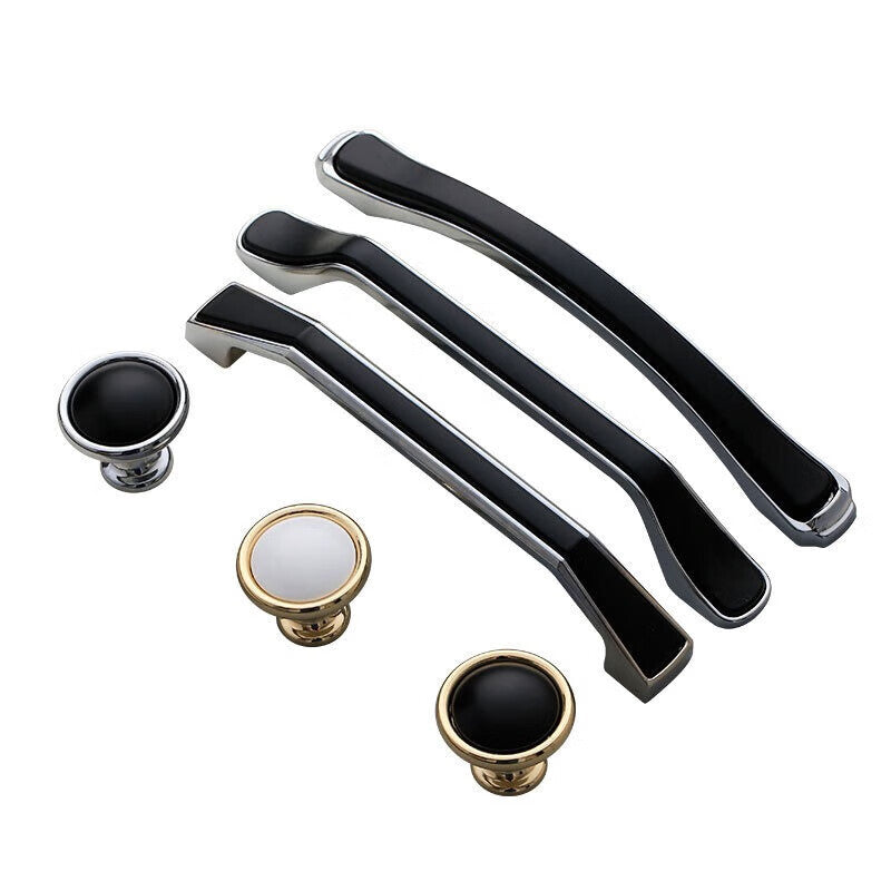 Shanhe Industrial Products Modern Minimalist European Style Handles for Shoe Cabinets, Wardrobes, and Furniture - White/Japanese Gold 6327 - Single Hole [Pack of 3]