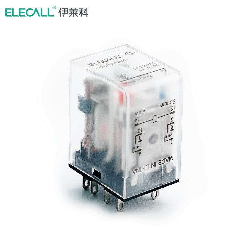 ELECALL HH52P small intermediate relay AC two open and two closed with light without base electromagnetic relay set 8 feet MY2NJ AC36V