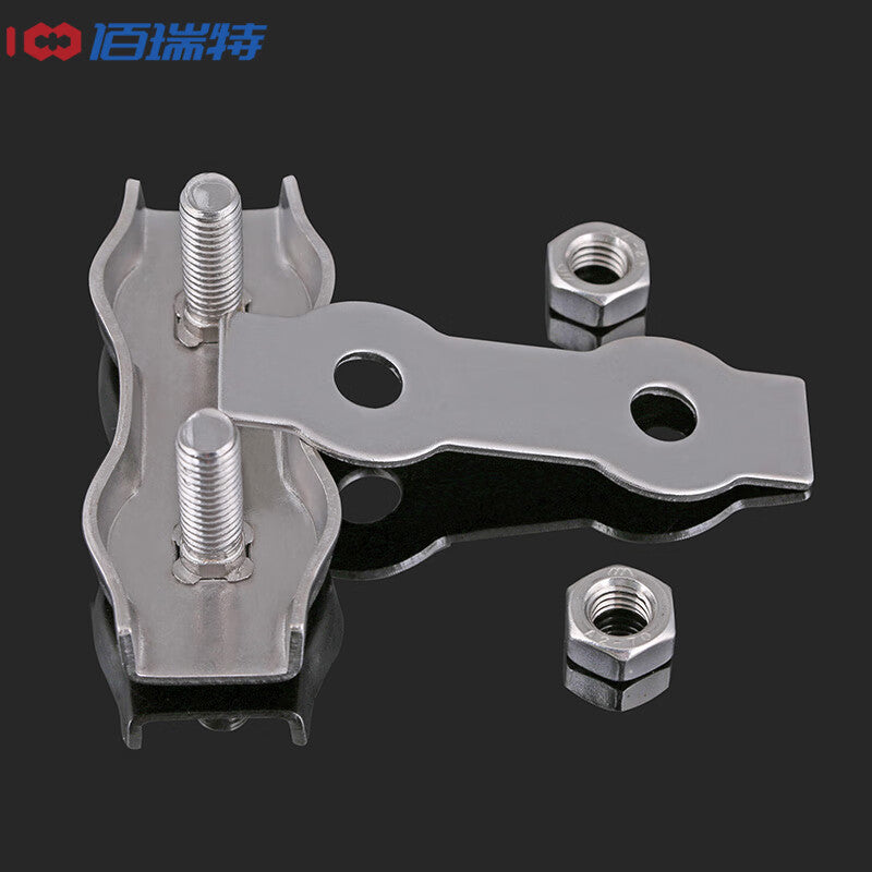 Bairuit 304 Stainless Steel Wire Rope Single/Double Clip, Wire Rope Clamp, Brake Line Fixing Buckle, Decorative Clip Wire Rope Lock M2 [10pcs] Single Clip