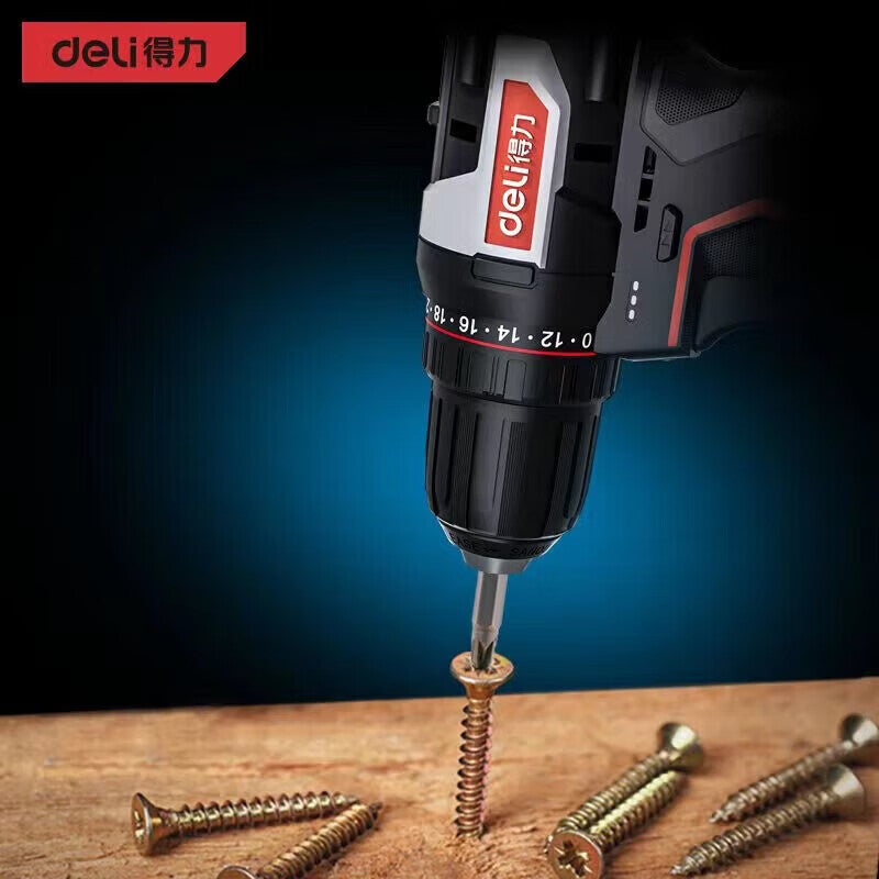 DELI Professional 16V 45N.m Lithium Brushless Drill; DE-DZ16-1D2 (two batteries and one charger 2.0)