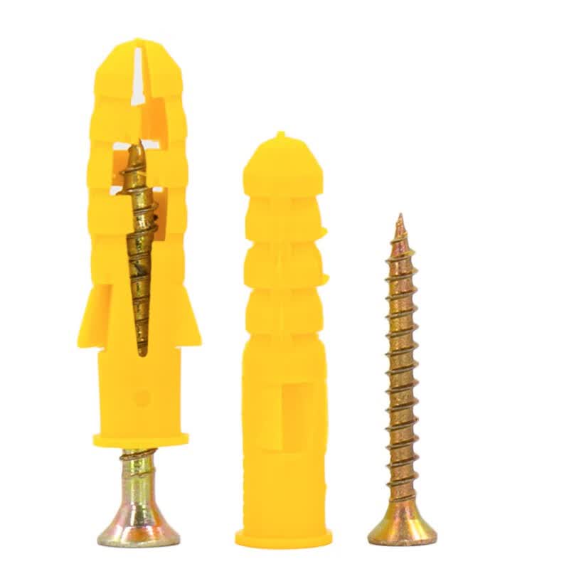 Bingyu Plastic Expansion Plugs, Expansion Bolts, Small Yellow Fish Anchors, Plastic Expansion Tubes, PE Expansion Screws 6*30mm (500 sets) BY-201