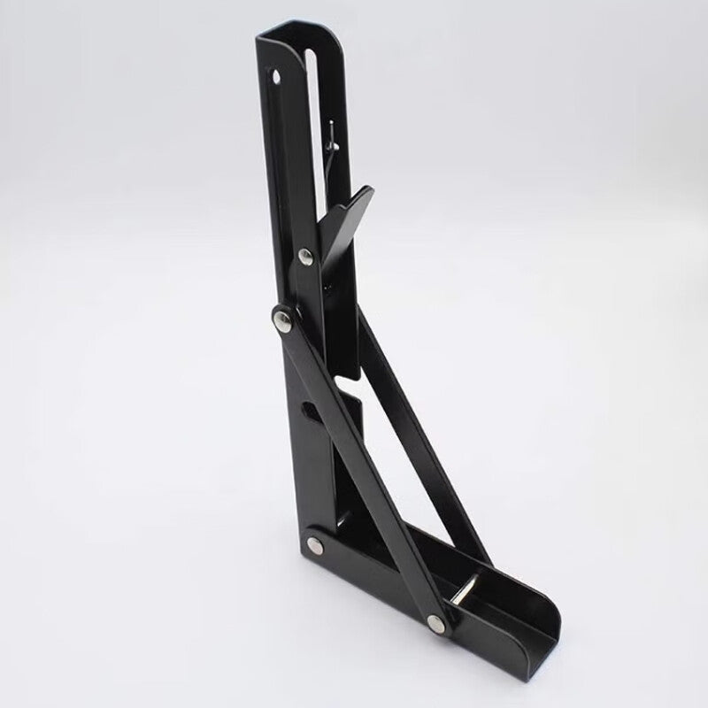 Deqi Stainless Steel Foldable Shelf Bracket, Triangular Storage Rack Bracket, Black, 12-inch (2 pieces)