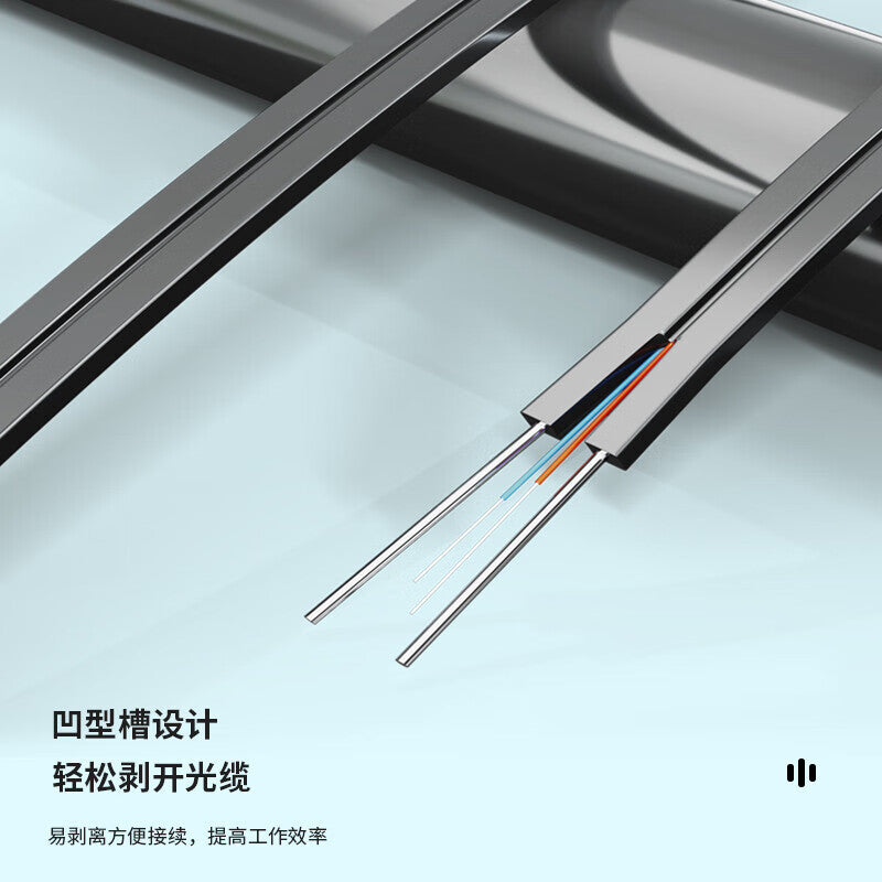 Fengyingzi Drop Fiber Optic Cable Indoor 3.0 Single-mode Single-core 1-core 2-steel-wire Black Low-smoke Halogen-free Network Cable 2000 meters FYZ-PX1805