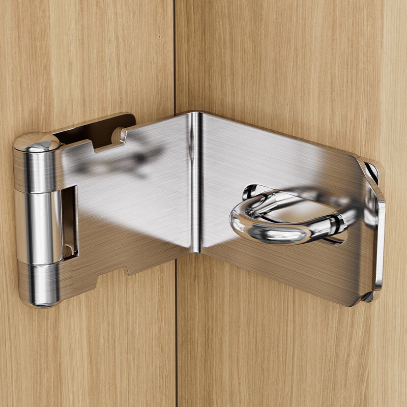 Thickened stainless steel latch, bolt, door bolt, old-style padlock, latch, door lug, right-angle latch with 40 padlock.
