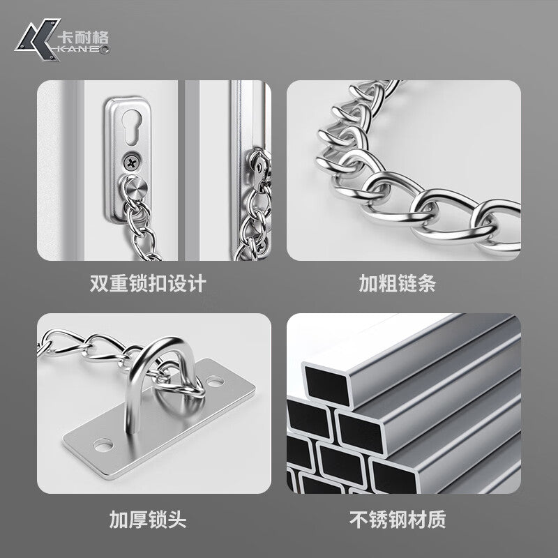 Carnegie anti-theft chain 304 stainless steel door chain, door lock latch, door bolt, latch, window lock, thickened chain, matte black.