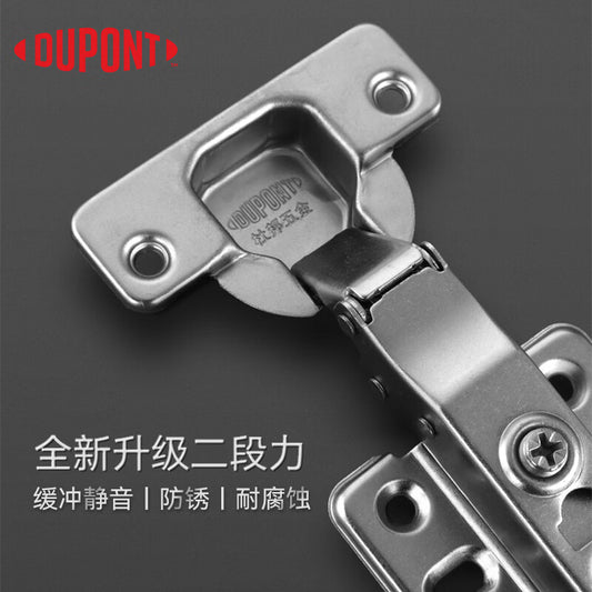 DuPont hinges, two-stage hydraulic damping cabinet/wardrobe door hinges, damped aircraft hinges, full overlay, straight/bend, black nickel, 2-pack.